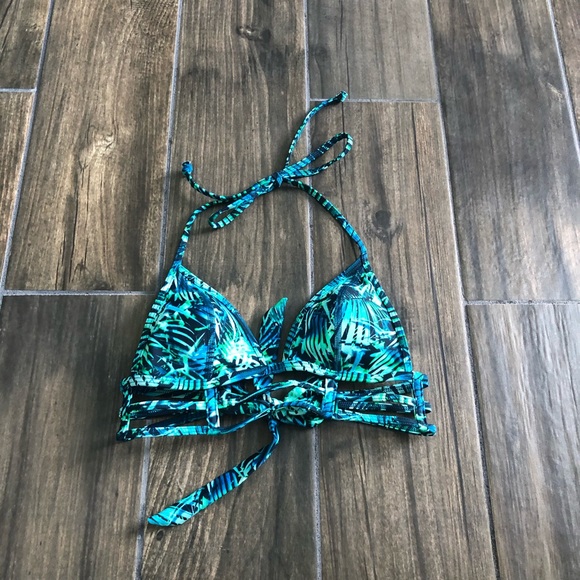 PINK Victoria's Secret Other - PINK  Palm leaf bikini top green caged XS